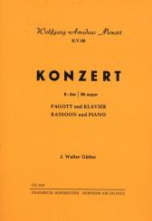 Mozart, Wolfgang Amadeus: Konzert B-Dur KV191 für Fagott und Orchester für Fagott und, Klavier 