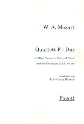 Mozart, Wolfgang Amadeus: Quartett F-Dur nach KV283 für Oboe, Klarinette, Horn und Fagott, Stimmen 