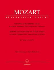 Mozart, Wolfgang Amadeus: Sinfonia concertante Es-Dur KVAnh.1,9 für Oboe, Klarinette, Horn, Fagott und, Orchester, Klavierauszug mit Solostimmen 