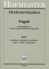 Orchesterstudien für Fagott Band 3 Beethoven, Spontini, Boieldieu, Auber, Weber, Meyerbeer 