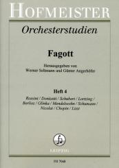 Orchesterstudien Fagott Band 4 Rossini, Donizetti, Schubert, Lortzing, Berlioz, Glinka, Mendelssohn u.a. 