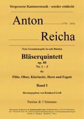 Reicha, Anton (Antoine) Joseph: Bläserquintette op.88 Band 1 (Nr.1-3) für Flöte, Oboe, Klarinette, Horn und Fagott, Partitur und Stimmen 