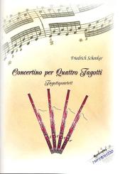 Schenker, Friedrich: Concertino per quattro fagotti für 3 Fagotte und Kontrafagott, Partitur und Stimmen 
