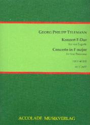 Telemann, Georg Philipp: Konzert F-Dur TWV40:202 für 4 Fagotte, Partitur und Stimmen 