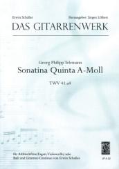 Telemann, Georg Philipp: Sonatina quinta a-Moll TWV41:A4 für Altblockflöte solo (Fagott/Violoncello), und Gitarrencontinuo   2 Stimmen 