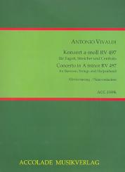 Vivaldi, Antonio: Konzert a-moll Nr.7 RV497 für Fagott, Streichorchester und Cembalo für Fagott und Klavier 