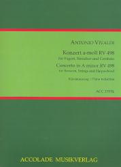 Vivaldi, Antonio: Konzert a-moll Nr.2 RV498 für Fagott, Streichorchester und Cembalo für Fagott und Klavier 