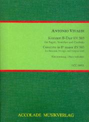 Vivaldi, Antonio: Konzert B-Dur RV503  für Fagott, Streichorchester und Cembalo, Klavierauszug 