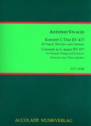 Vivaldi, Antonio: Konzert C-Dur RV477 für Fagott, Streichorchester und Cembalo für Fagott und Klavier 