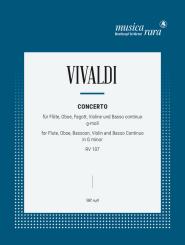 Vivaldi, Antonio: Konzert g-Moll PV360 für Flöte, Oboe, Fagott und Violine, Partitur und Stimmen 