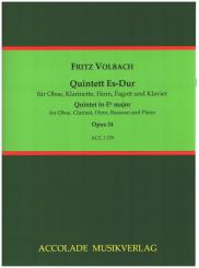 Volbach, Fritz: Quintett Es-Dur op.24 für Oboe, für Oboe, Klarinette, Horn, Fagott und Klavier, Partitur und Stimmen 