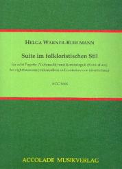 Warner-Buhlmann, Helga: Suite im folkloristischen Stil für 8 Fagotte (Violoncello) und Kontrafagott (Kontrabass), Partitur und Stimmen 