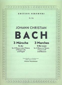 Bach, Johann Christian: 3 Märsche Es-Dur für 2 Oboen (Flöten), 2 Hörner in Es und Fagott, Partitur 