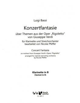 Bassi, Luigi: Konzertfantasie über Themen aus der Oper 'Rigoletto' für Streichorchester und Klarinette, Klarinette 