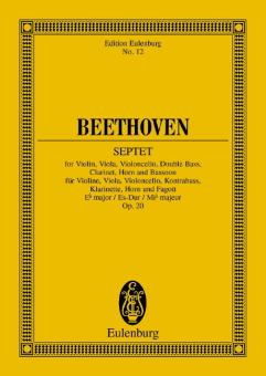 Beethoven, Ludwig van: Septett Es-Dur op.20 für Klarinette, Fagott, Horn, Violine, Viola, Violoncello, und Kontrabaß,  Studienpartitur 