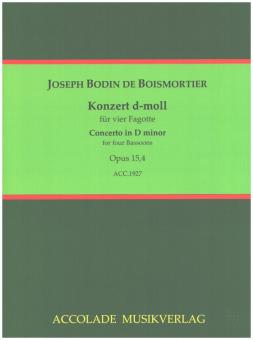 Boismortier, Joseph Bodin de: Konzert d-Moll op.15,4 für 4 Fagotte, Partitur und Stimmen 