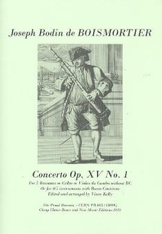 Boismortier, Joseph Bodin de: Concerto op.15,1 for 5 bassoons (violas da gambas) (4-5 instruments and Bc), score and parts 