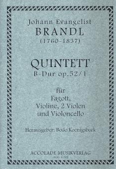 Brandl, Johann Evangelist: Quintett B-Dur op.52,1 für Fagott, Violine, 2 Violen und Violoncello, Partitur+Stimmen 
