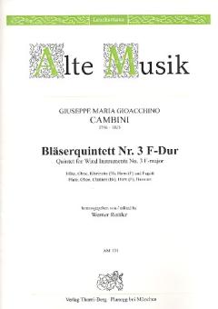Cambini, Giuseppe Maria Gioaccino: Quintett F-Dur Nr.3 für Flöte, Oboe, Klarinette, Horn in F und Fagott, Stimmen 