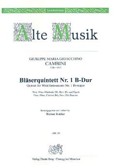 Cambini, Giuseppe Maria Gioaccino: Quintett B-Dur Nr.1 für Flöte, Oboe, Klarinette, Horn und Fagott, Stimmen 