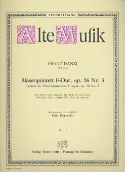 Danzi, Franz: Quintett F-Dur op.56,3 für Flöte, Oboe, Klarinette, Horn und Fagott, Stimmen 