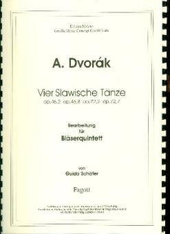 Dvorak, Antonin Leopold: 4 slawische Tänze für Flöte, Oboe, Klarinette, Horn und Fagott, Partitur und Stimmen 