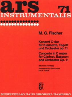 Fischer, Michael Gotthard: Konzert C-Dur op.11 für Klarinette, Fagott und Orchester für Karinette, Fagott und kKlavier 