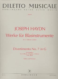 Haydn, Franz Joseph: DIVERTIMENTO PARTHIA G-DUR FUER ZWEI OBOEN, ZWEI FAGOTTE UND ZWEI, HOERNER   PARTITUR UND STIMMEN 