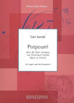 Jacobi, Carl: Potpourri op.16 über die Oper 'Zampa' für Fagott und Streichquintett oder Fagott und Klavier, Stimmensatz 