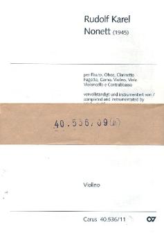 Karel, Rudolf: Nonett für Flöte, Oboe, Klarinette, Fagott, Horn, Violine, Viola, Violoncello und, Kontrabass, Stimmensatz (1945) 