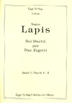 Lapis, Santo: 6 Duetti Band 1 (Nr.1-3) für 2 Fagotte, Spielpartitur 