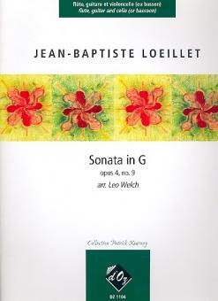 Loeillet, Jean Baptiste (John of London): Sonata in G op.4,9 pour flûte, guitare et violoncelle (basson), partition et parties 