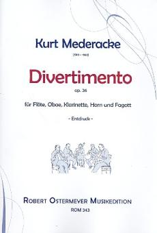 Mederacke, Kurt: Divertimento für Flöte, Oboe, Klarinette, Horn und Fagott, Partitur und Stimmen 