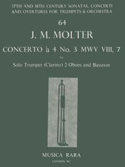 Molter, Johann Melchior: Concerto à 4 Nr.3 MWVVIII,7 für Clarino (Trompete in D), 2 Oboen und Fagott, Partitur und Stimmen 