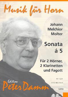 Molter, Johann Melchior: Sonate a 5 für 2 Hörner, 2 Klarinetten und Fagott, Partitur und Stimmen 