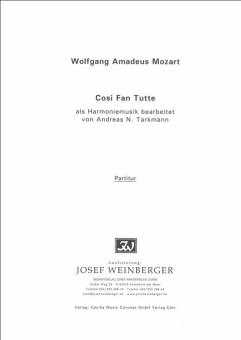 Mozart, Wolfgang Amadeus: Cosi fan tutte KV588 Harmoniemusik für 2 Ob, 2 Kl, 2 Hör, 2 Fag und 1 Kontrabaß (Kontrafagott), Partitur 