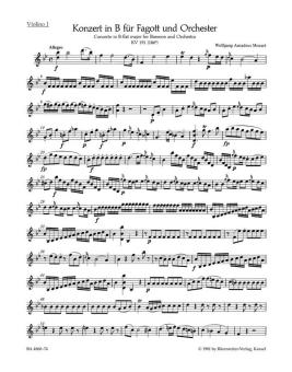 Mozart, Wolfgang Amadeus: Konzert B-Dur KV191 für Fagott und Orchester, Violine 1 