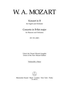 Mozart, Wolfgang Amadeus: Konzert B-Dur KV191 für Fagott und Orchester, Cello / Baß 