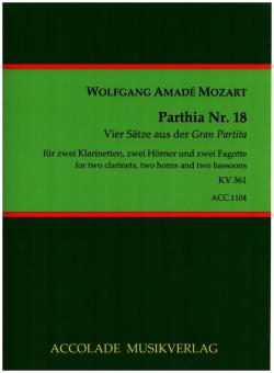 Mozart, Wolfgang Amadeus: Parthia Nr.18 KV361 für 2 Klarinetten, 2 Hörner und 2 Fagotte, Partitur und Stimmen 