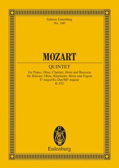 Mozart, Wolfgang Amadeus: Quintett Es-Dur KV452 für Oboe, Klarinette, Horn, Fagott und Klavier, Studienpartitur 