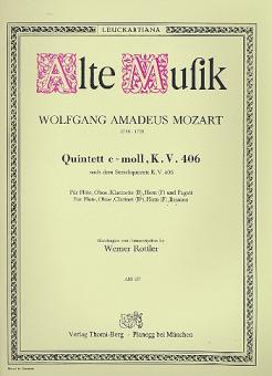 Mozart, Wolfgang Amadeus: Quintett c-Moll KV406 für Flöte, Oboe, Klarinette, Horn in F und Fagott, Stimmen 