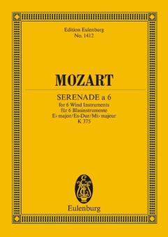Mozart, Wolfgang Amadeus: Serenade à 6 Es-Dur Nr.11 KV375 für 2 Klarinetten, 2 Hörner und 2 Fagotte, Studienpartitur 
