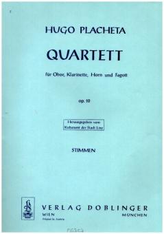Placheta, Hugo: Quartett op.10 für Oboe, Klarinette, Horn, und Fagott,  Stimmen 