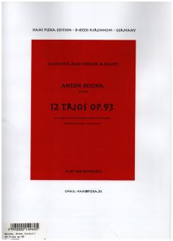 Reicha, Anton (Antoine) Joseph: 12 Trios op.92 for 2 horns in Eb and bassoon, score and parts 