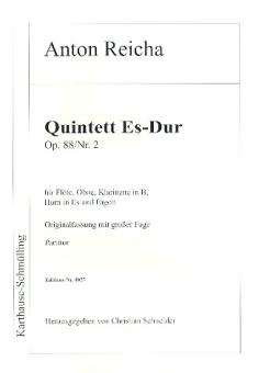 Reicha, Anton (Antoine) Joseph: Quintett Es-Dur op.88,2 für Flöte, Oboe, Klarinette, Horn, Fagott,  Partitur 