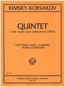 Rimskij-Korsakow, Nikolaj: Quintet Bb Major für Flöte, Klarinette, Fagott, Horn und Klavier, Partitur und Stimmen 