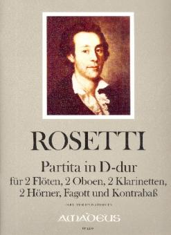 Rosetti, Antonio (Franz Anton Rössler): Partita D-Dur für 2 Flöten, 2 Oboen, 2 Klarinetten, 2 Hörner, Fagott und, Kontrabass,  Partitur und Stimmen 