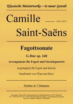 Saint-Saens, Camille: Fagottsonate G-Dur op.168  für Fagott und Streichquartett, Partitur und Stimmen 