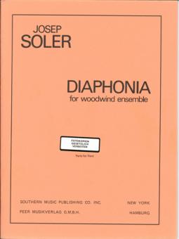 Soler, Josep: Diaphonia for 3 flutes, 3 oboes, 2 clarinets, bass clarinet, 4 bassoons, and 4 horns,   score 