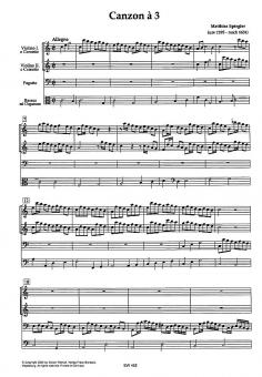 Spiegler, Matthias: Cancon a 3 C-Dur / capriccio a 3 d-moll für 2 Violinen, Fagott und bc, Partitur und Stimmen 